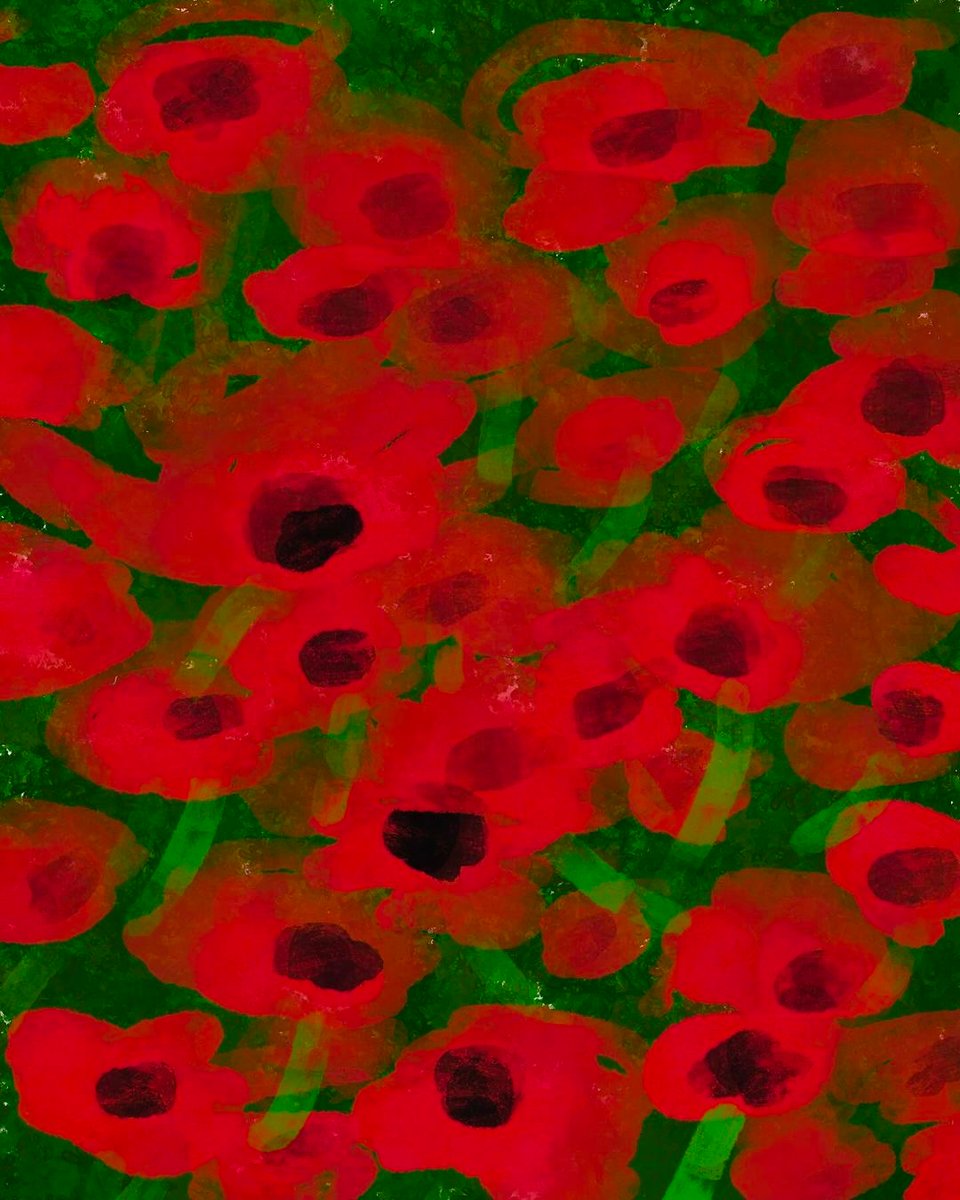 digital painting of a field of poppies
